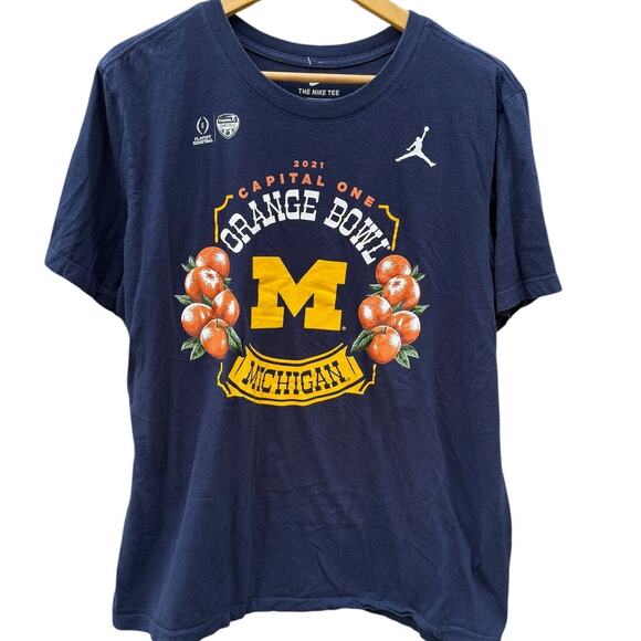 Nike 2021 Michigan Wolverines Orange Bowl blue t-shirt Size Large - Picture 1 of 6